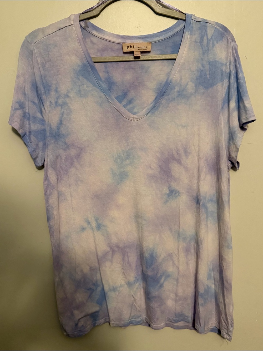 Philosophy Lavender & Sky Blue Tie-Dye V-Neck Tee